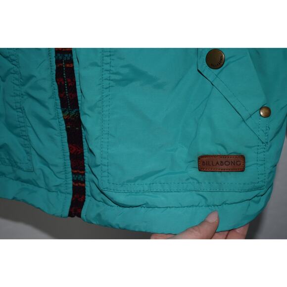 Billabong Lined Teal Hooded Jacket Size M - Picture 5 of 5